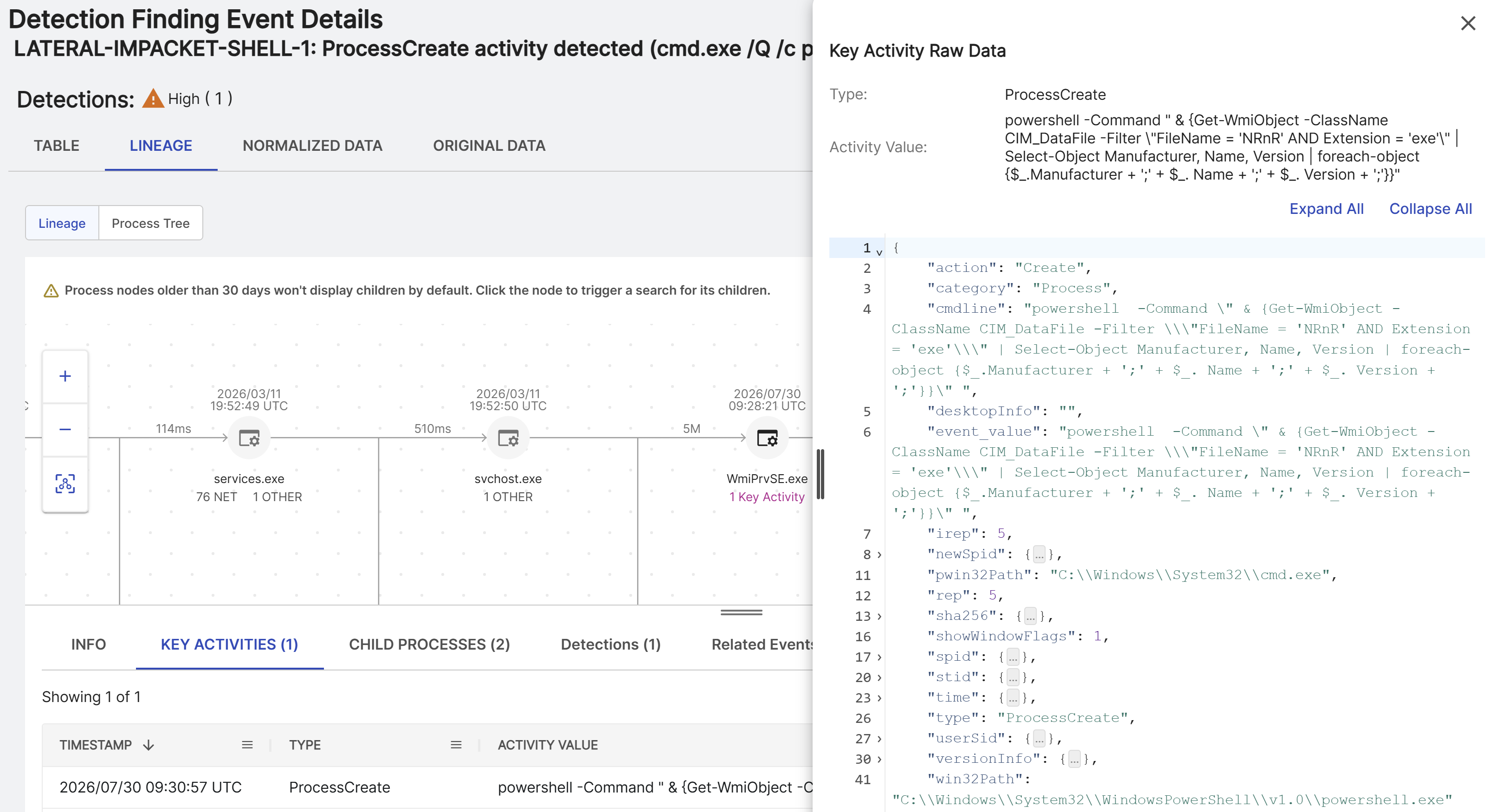Key activity raw data.