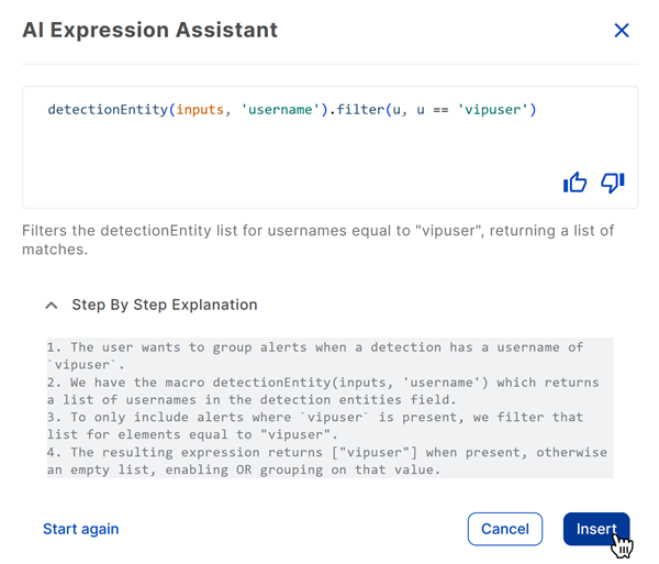 Review generated expression.