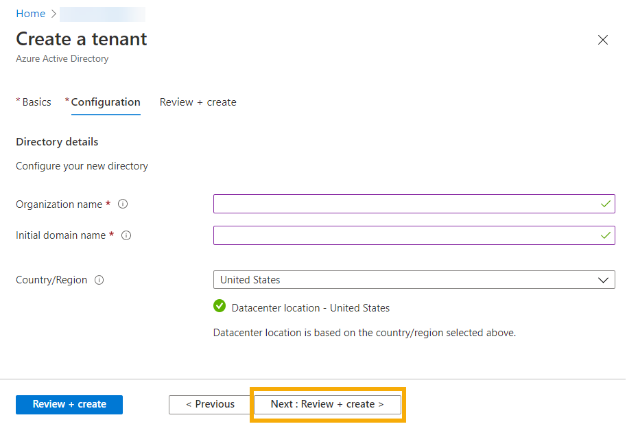 Tenant Configuration tab in Microsoft Entra ID (Azure AD).