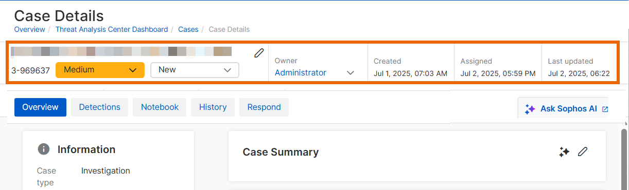 Case details page.