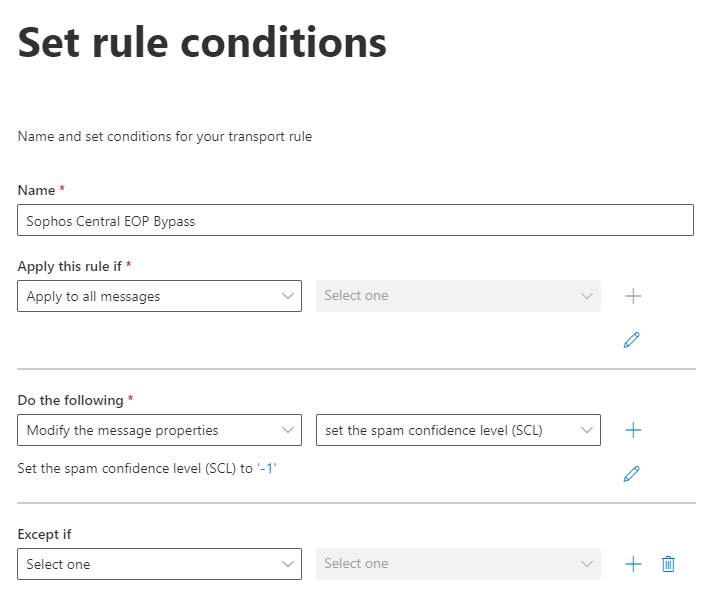 Set rule conditions.
