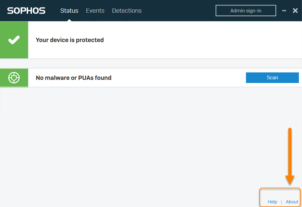 Sophos Endpoint Status page.