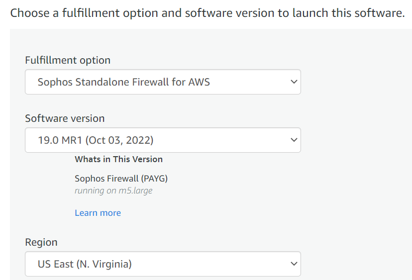 Software version and region.