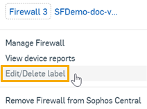 Edit or delete firewall label.