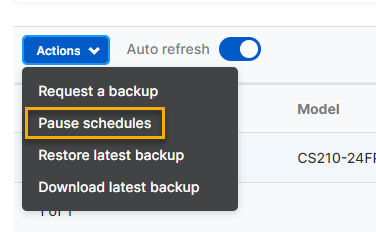 Select pause schedules.