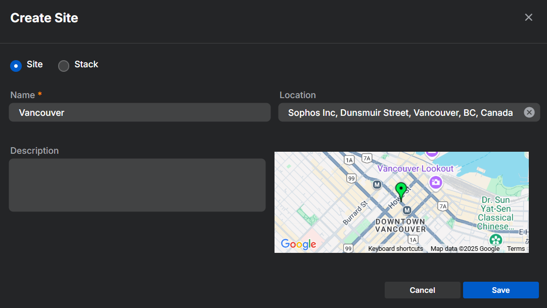 Create site example.