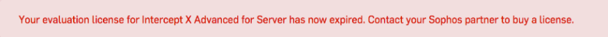 Banner for a single product trial license that has expired.