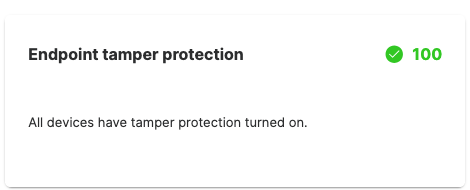 Tamper protection check with green checkmark.