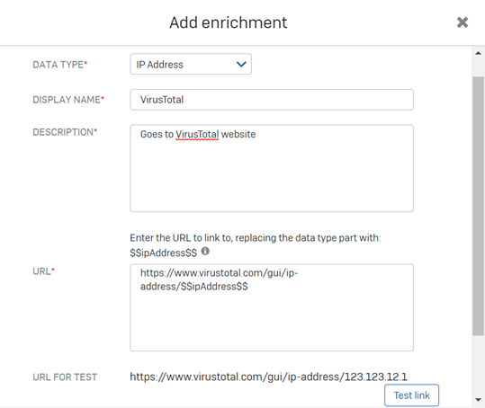 Add enrichment dialog.