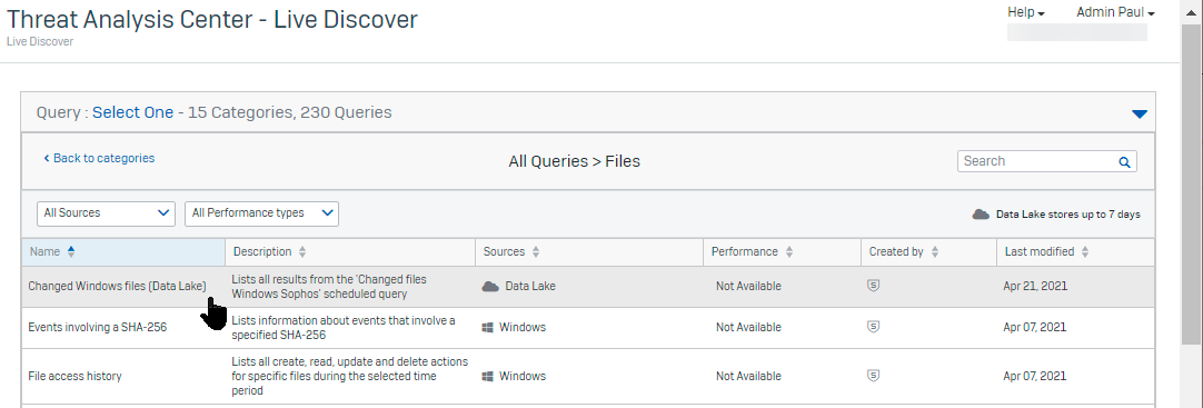 List of queries.