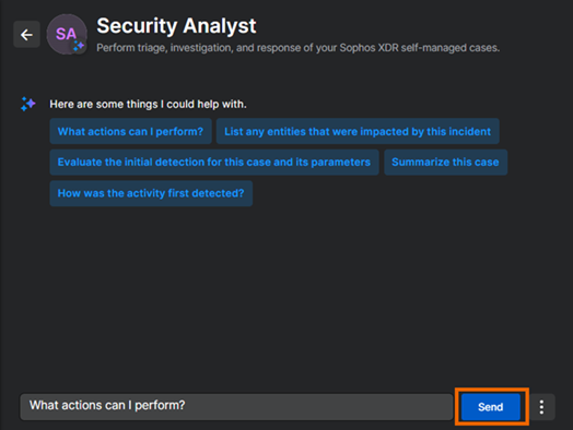 The Security Analyst chat page.