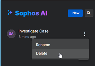 More menu next to chat with "Delete" selected.