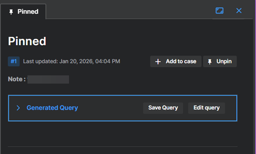 "Pinned" tab showing pinned items.