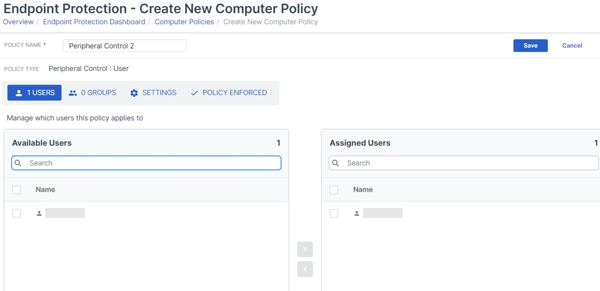 Assigned users list.