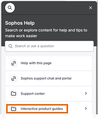 Sophos Help menu.