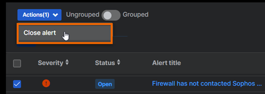 Selecting an action to take on an alert or alert group.