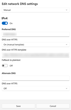 DNS over HTTPS URL.