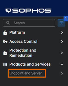 The Global Settings menu filtered to show settings relevant for endpoint.