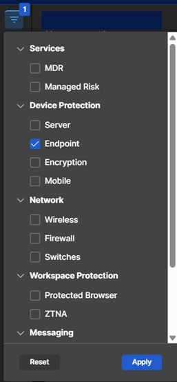 Global Settings filters.