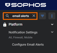 Search box and filtered left menu.
