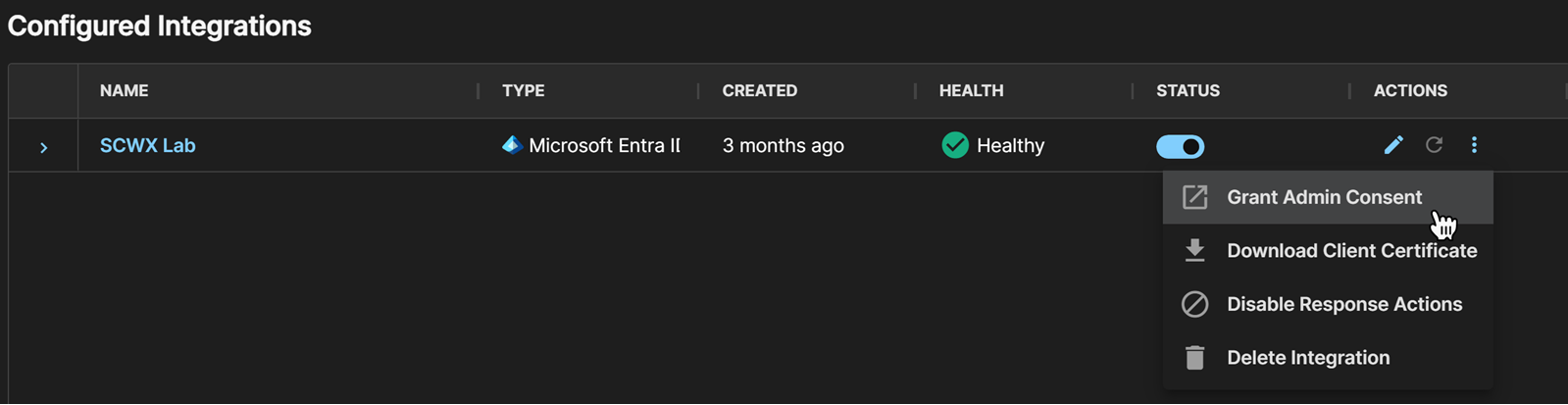 Click "Grant Admin Consent".