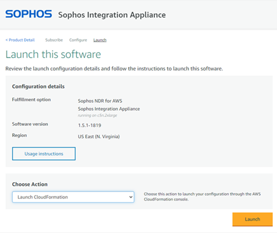AWS "Launch this software" page.