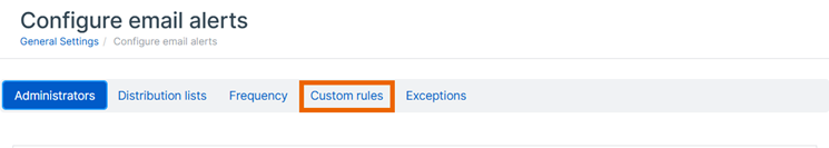 "Configure email alerts" page.