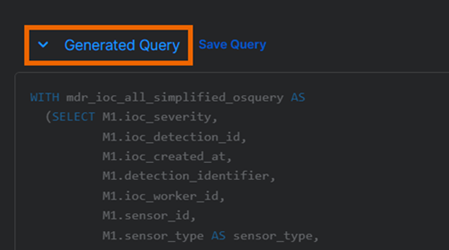 Generated Query SQL details.