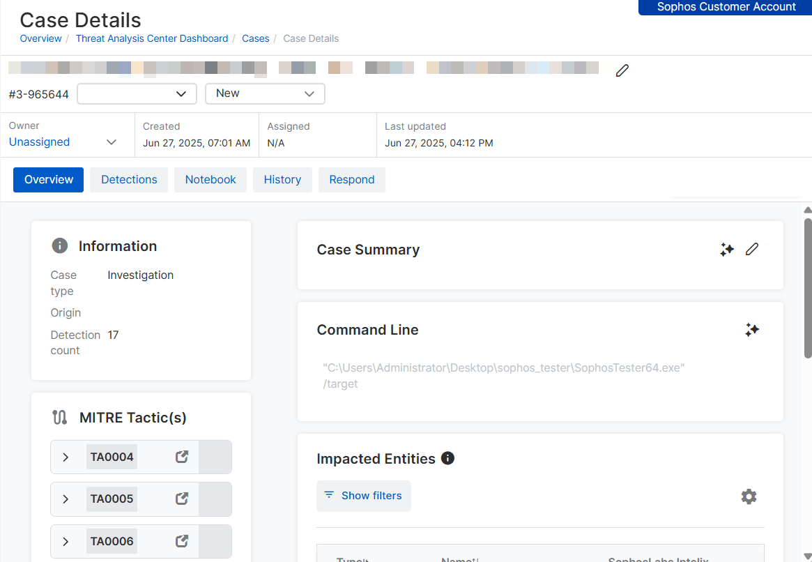 Case details Overview tab.