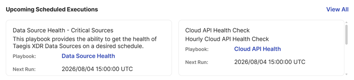 Upcoming Scheduled Executions widget.