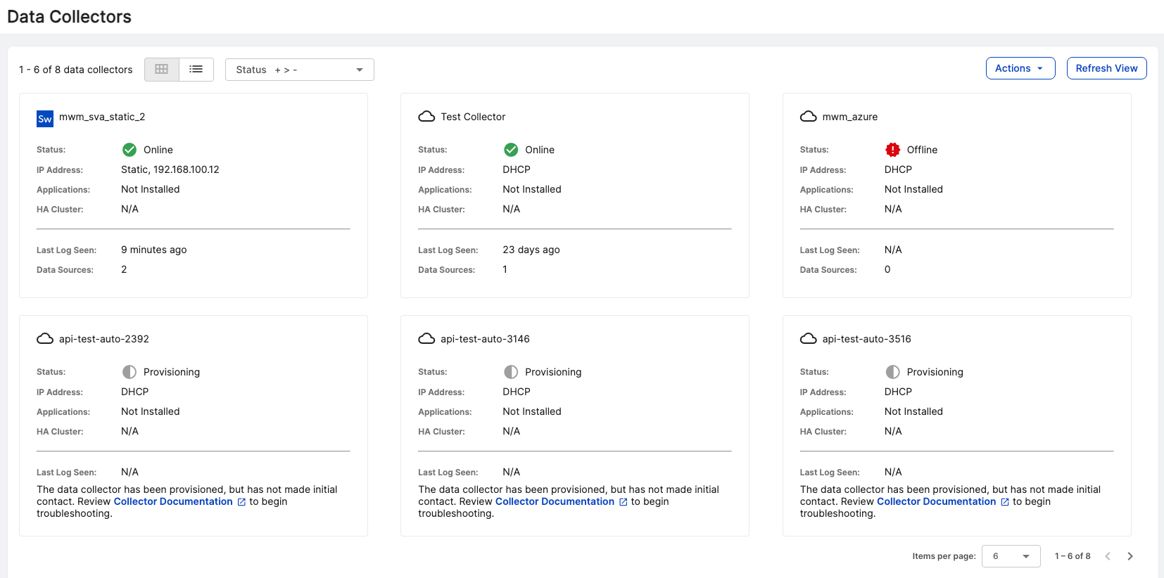 Sophos XDR Data Collectors page.