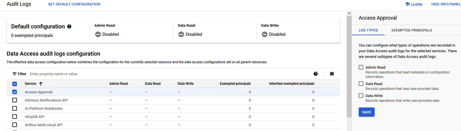 Data Access logs.