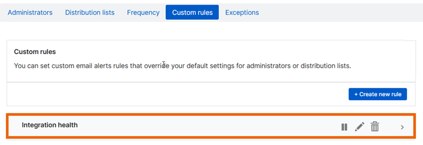 New rule listed in Custom rules.