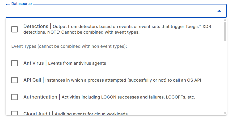 Datasource dropdown.