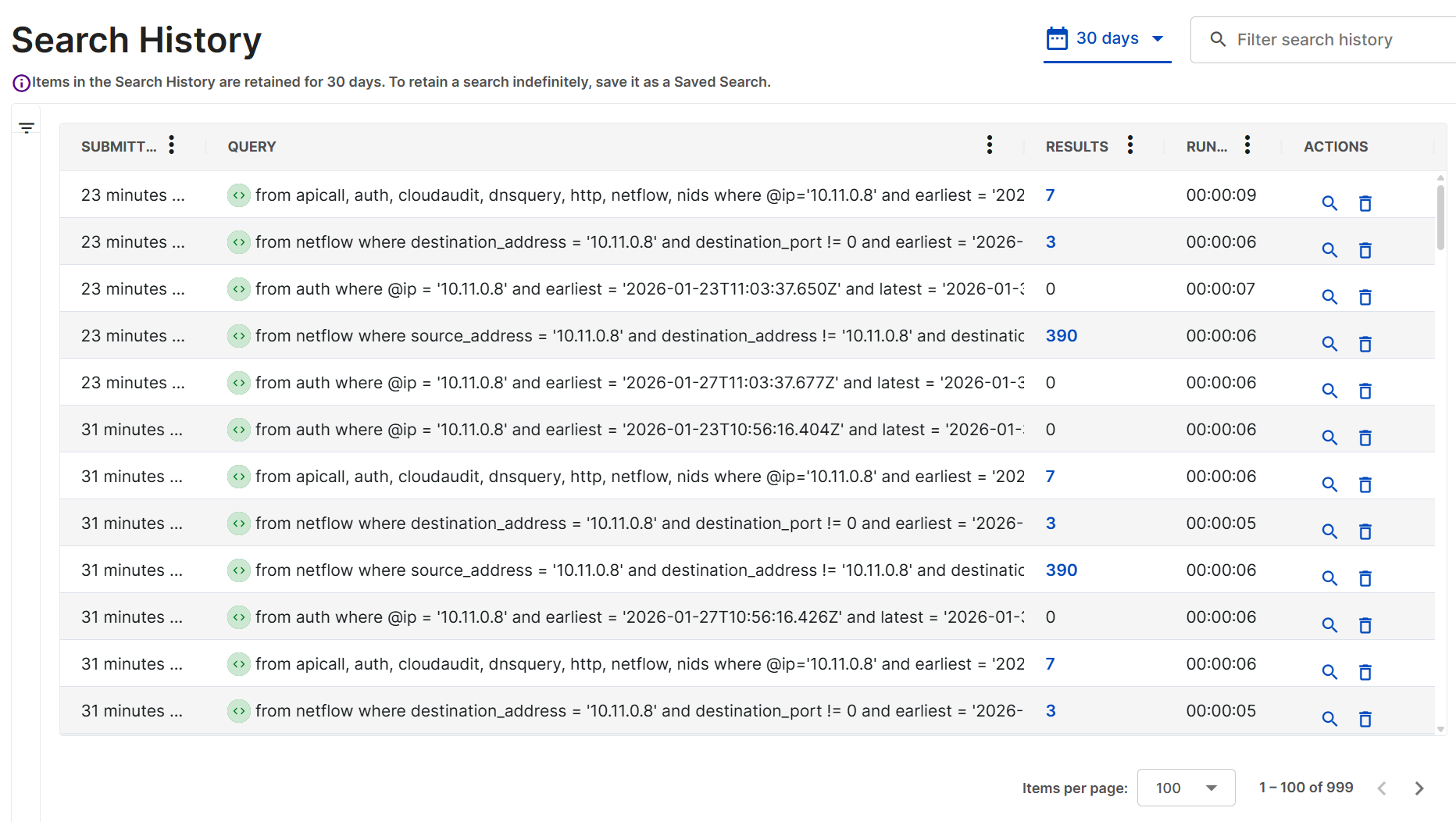 View search history.