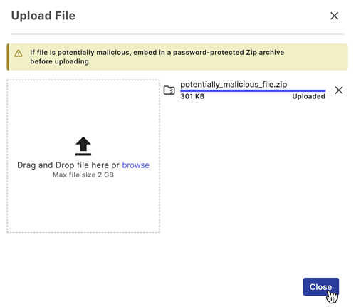 Attach file to case.