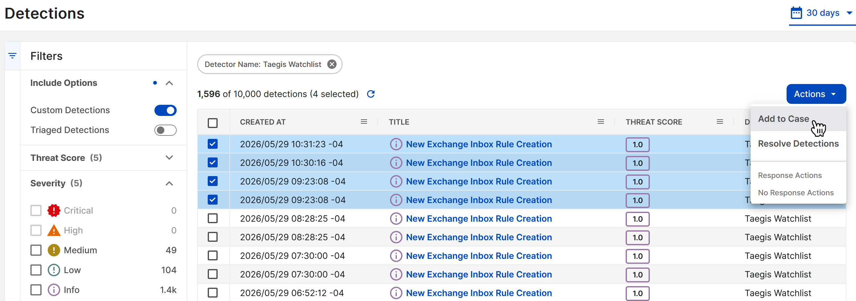 Create new case from multiple detections.