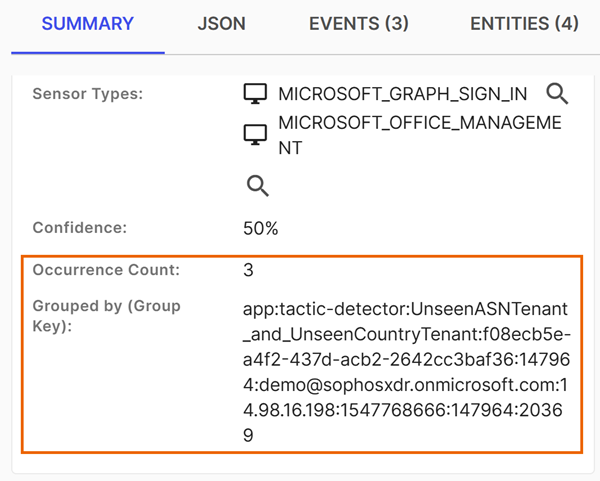 Group key in detection details.