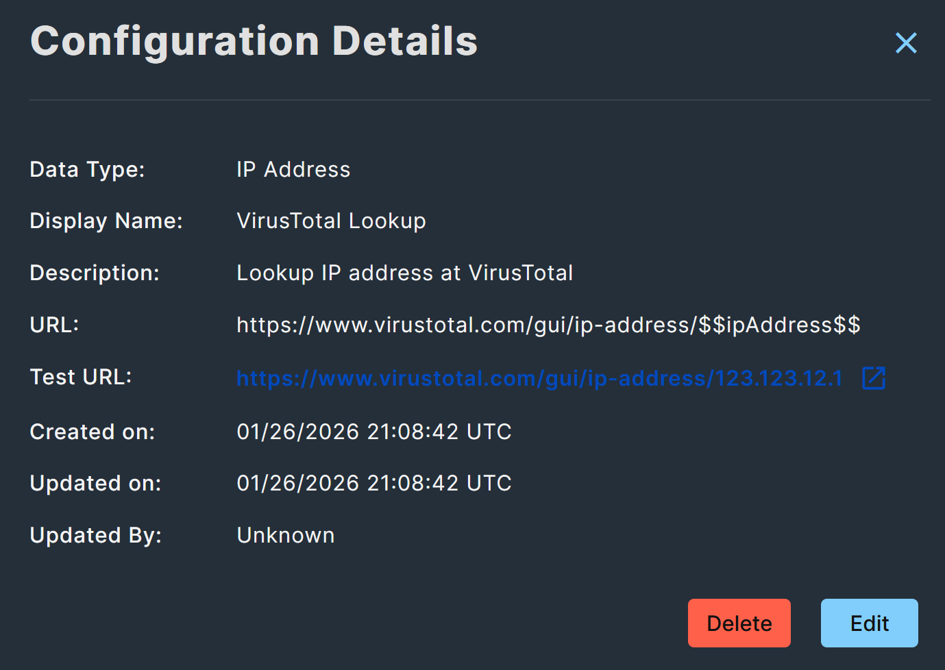 Enrichment configuration details.