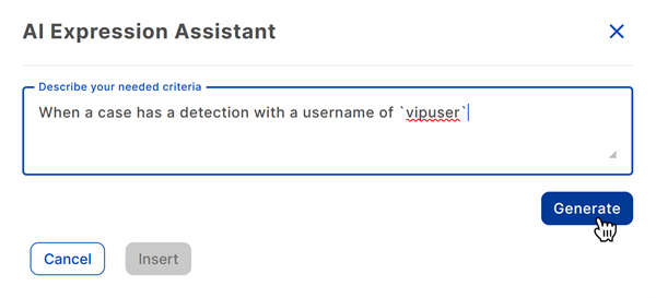 Enter natural language criteria.