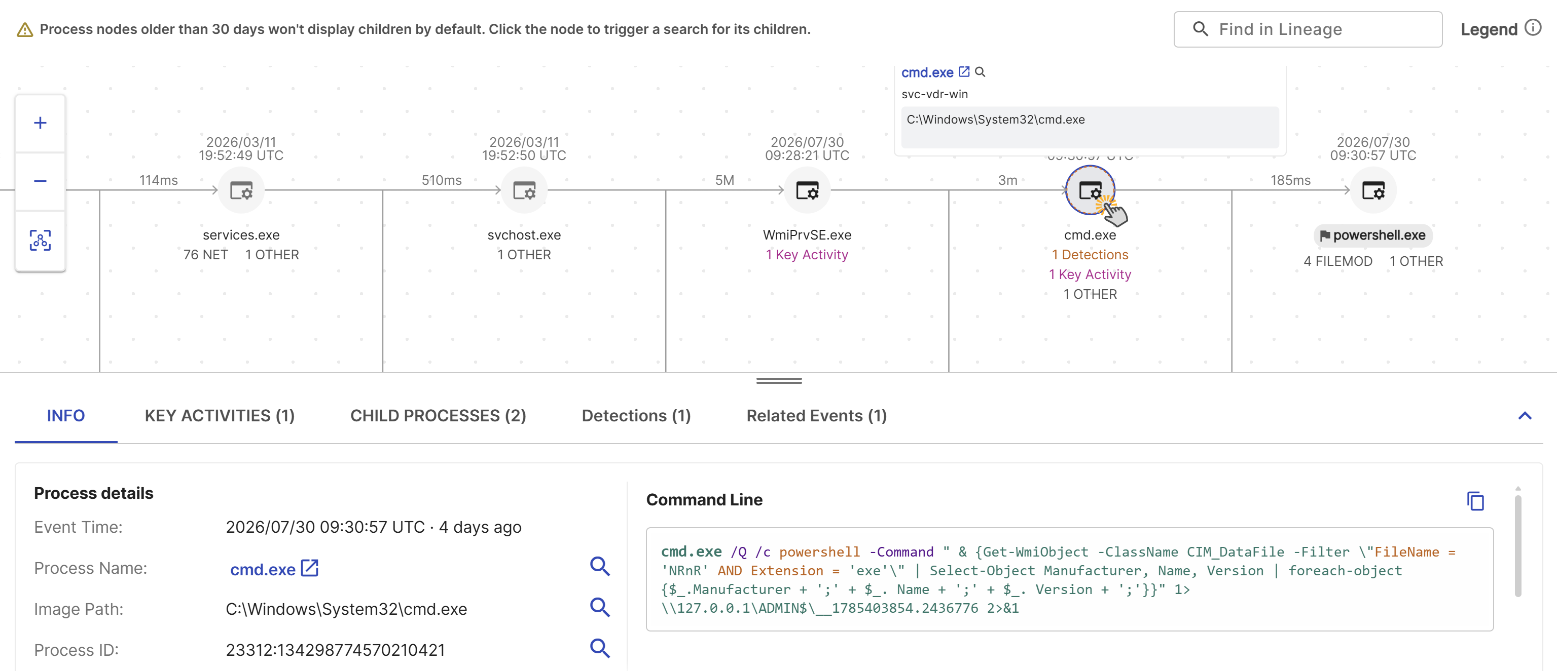 Open process info tab.