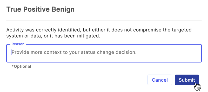 Submit status change.