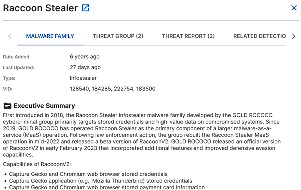 Malware details.