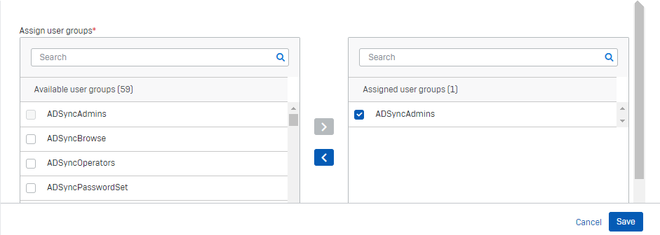 User group settings.