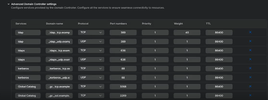 Advanced Domain Controller settings.