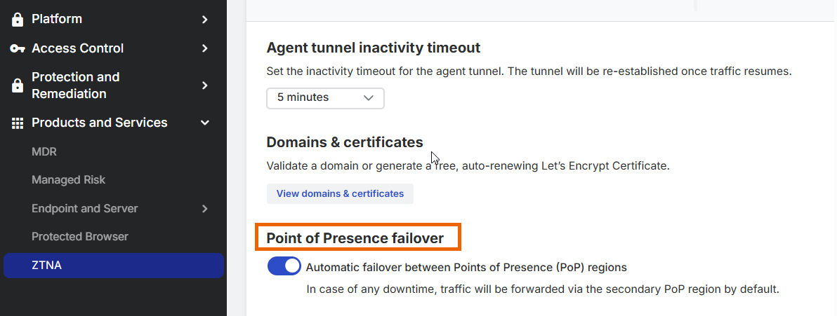 Turn secondary point of presence off.