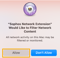 Allowing Sophos Network Extension to act as a proxy.