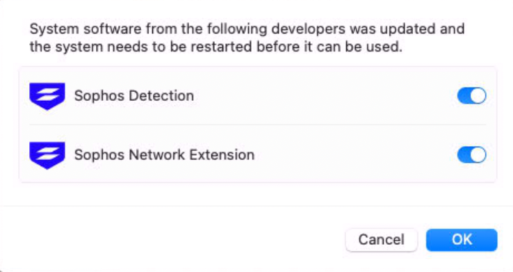 Restart "Sophos Detection" and "Sophos Network Extension".