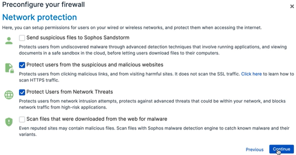 Network protection window.