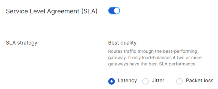 SLA settings.